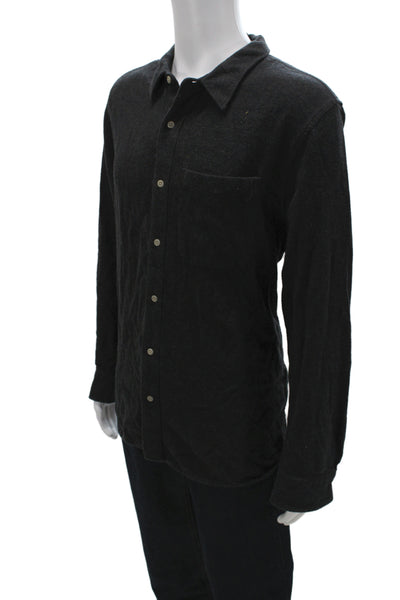 Madewell Mens Point Collar Button-Up Long Sleeve Black 100% Cotton Size XL