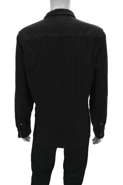 Madewell Mens Point Collar Button-Up Long Sleeve Black 100% Cotton Size XL