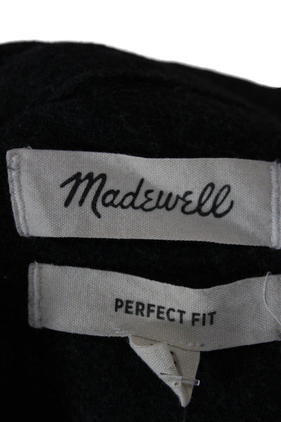 Madewell Mens Point Collar Button-Up Long Sleeve Black 100% Cotton Size XL