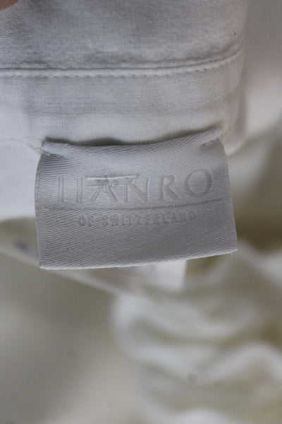 Hanro Womens White Cotton Collared Tunic Button Up Long Sleeve Size M