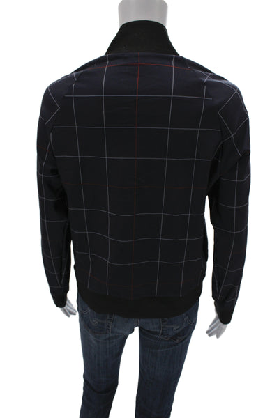 Ultracor Women Bomber Jacket Dark Blue Checked Long Sleeve High Neck Size XS
