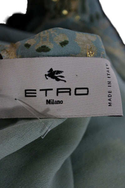 Etro Women Fit & Flare Mini Silk Floral Dress Long Sleeve High Neck Size 38