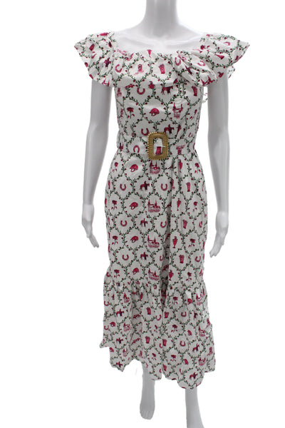 Vineyard Vines Womens White Cowboy Graphic Maxi Sundress Size 4