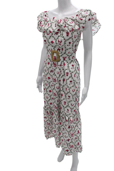 Vineyard Vines Womens White Cowboy Graphic Maxi Sundress Size 4