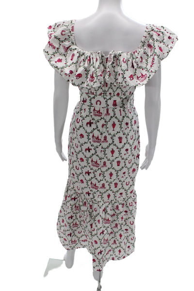 Vineyard Vines Womens White Cowboy Graphic Maxi Sundress Size 4