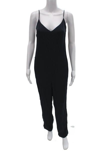 Rag & Bone Women Black Silk V-Neck Sleeveless Jumpsuit Size 8