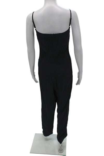 Rag & Bone Women Black Silk V-Neck Sleeveless Jumpsuit Size 8