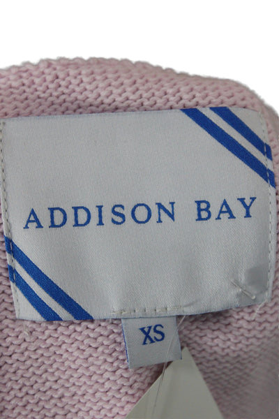Addison Bay Unisex Striped Cotton Blend Cardigan Long Sleeve Pink Size XS