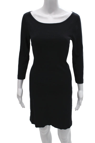 Three Dots Women Sheath Sweater Dress Black 3/4 Sleeve Cotton Solid Size S