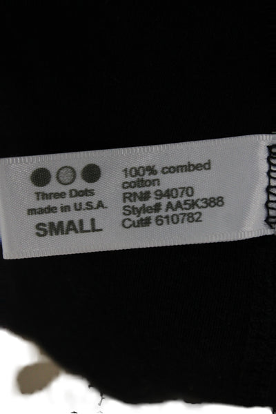 Three Dots Women Sheath Sweater Dress Black 3/4 Sleeve Cotton Solid Size S