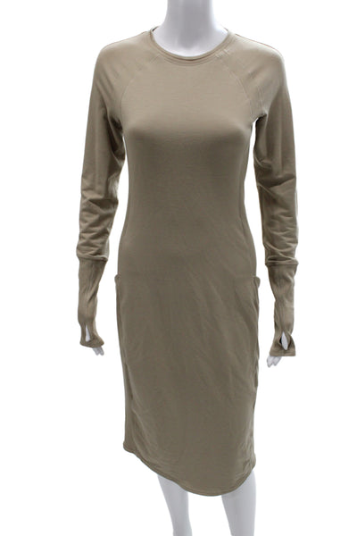 Lululemon Women Sweater Dress Beige Knit Crew Neck Long Sleeve Size S