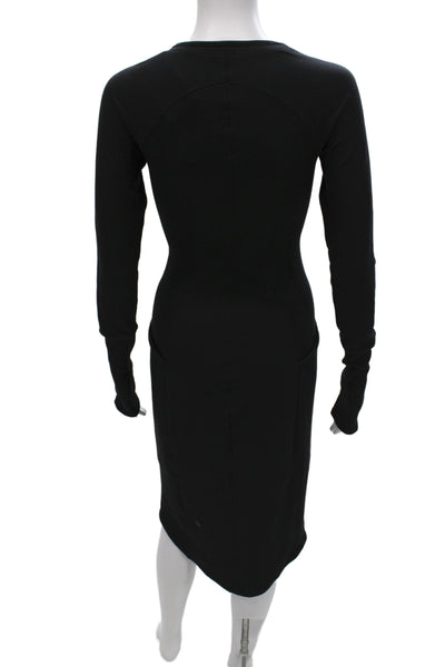 Lululemon Women Bodycon Ribbed Knit Black Crew Neck Long Sleeve Dress Size S