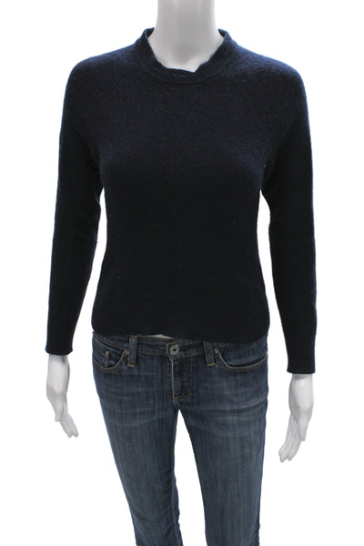 Frame Womens Cashmere Mock Neck Pullover Sweater Dark Blue Size S