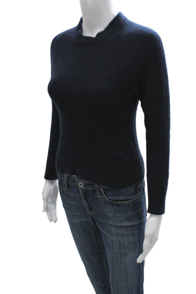 Frame Womens Cashmere Mock Neck Pullover Sweater Dark Blue Size S