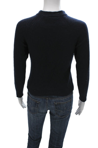 Frame Womens Cashmere Mock Neck Pullover Sweater Dark Blue Size S