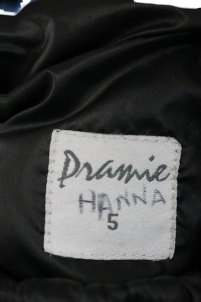 Pramie Girls Long Sleeve Front Zip Mock Neck Quilted Jacket Black Size 5