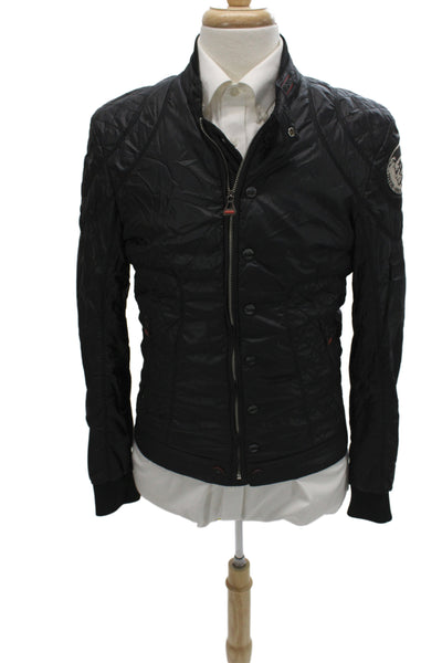 Ducati Mens Motorcycle Quilted Jacket Black Nylon Button Biker Size M