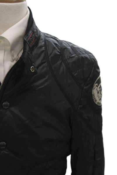 Ducati Mens Motorcycle Quilted Jacket Black Nylon Button Biker Size M