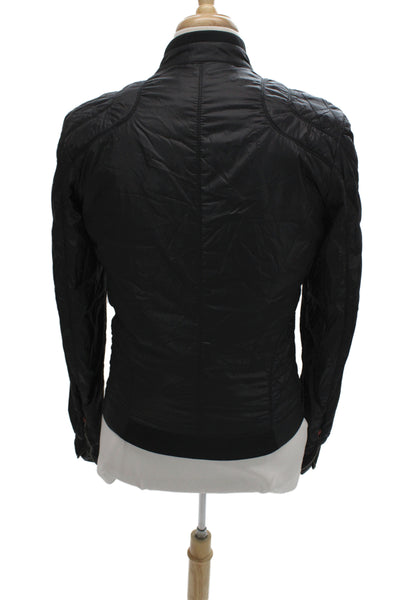 Ducati Mens Motorcycle Quilted Jacket Black Nylon Button Biker Size M