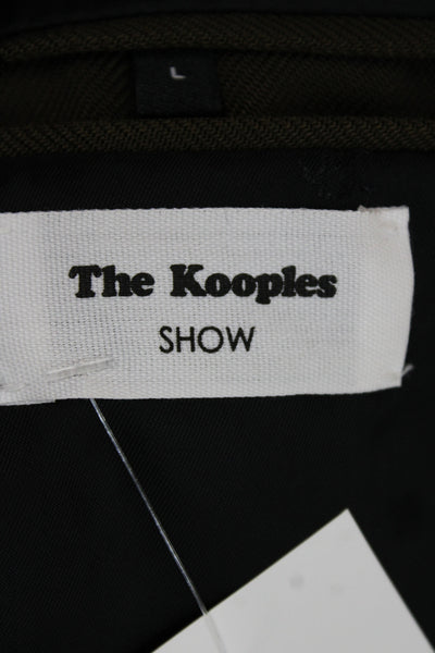 The Kooples Mens Bomber Jacket Green High Neck Button Army Long Sleeve Size L