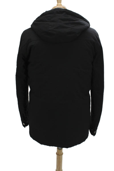Sport The Kooples Mens Black Parka High Neck Button Long Sleeve Size M