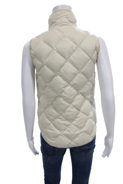 J Crew Womens Beige Quilted Puffer Jacket High Neck Argyle Size 2XS