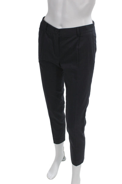 Club Monaco Women Cropped Ankle Dress Pants Dark Blue Striped Petite Size 00