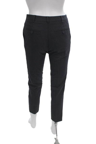 Club Monaco Women Cropped Ankle Dress Pants Dark Blue Striped Petite Size 00