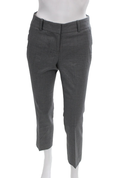 J Crew Unisex Gray Ankle Cropped Dress Pants Wool Hook & Eye Size 0P