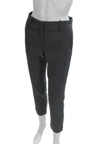 Theory Womens Ankle Cropped Dress Pants Dark Gray Geometric Button Size 0