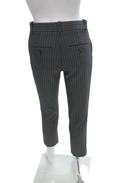 Theory Womens Ankle Cropped Dress Pants Dark Gray Geometric Button Size 0