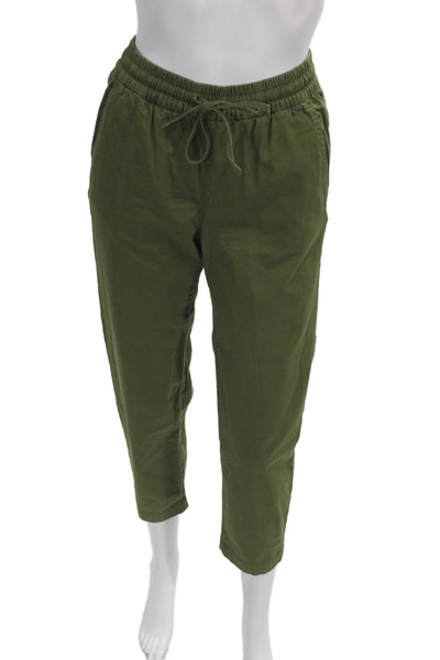 J Crew Womens Jogger Pants Green Cotton Blend Drawstring Size 2XS