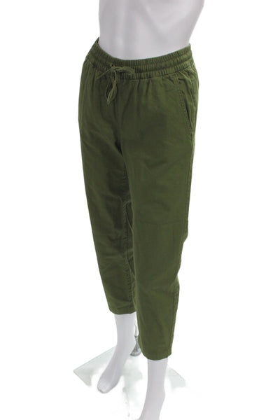 J Crew Womens Jogger Pants Green Cotton Blend Drawstring Size 2XS
