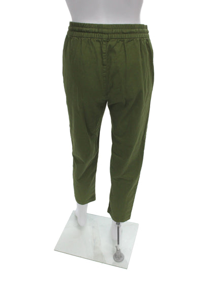 J Crew Womens Jogger Pants Green Cotton Blend Drawstring Size 2XS