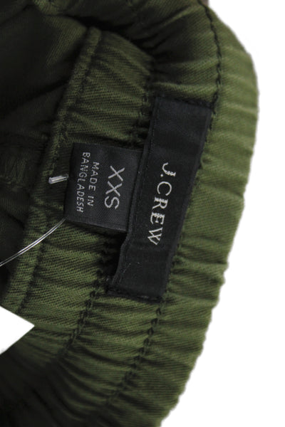 J Crew Womens Jogger Pants Green Cotton Blend Drawstring Size 2XS
