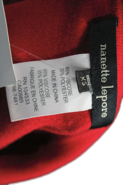Nanette Lepore Womens Red Collared 3/4 Sleeve Pullover Sweater Size XS