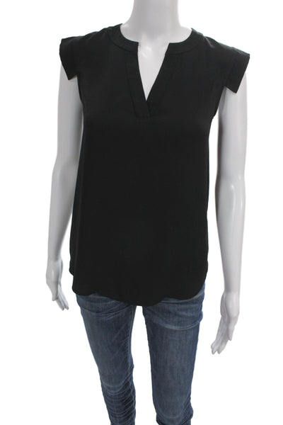 J Crew Women Black V-Neck Sleeveless Blouse Size 00P