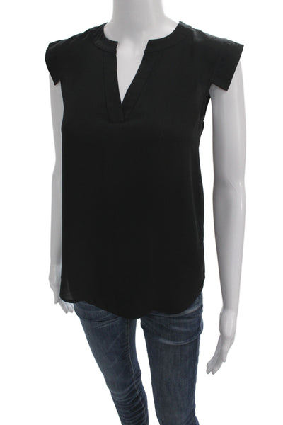 J Crew Women Black V-Neck Sleeveless Blouse Size 00P