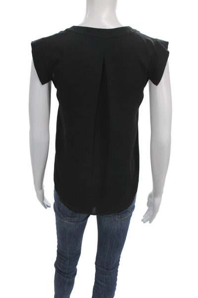 J Crew Women Black V-Neck Sleeveless Blouse Size 00P