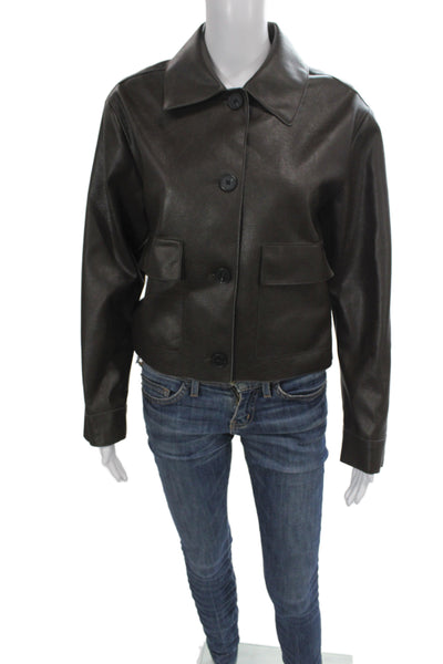 MNG Women Bomber Jacket Black Polyester Button Collared Size S