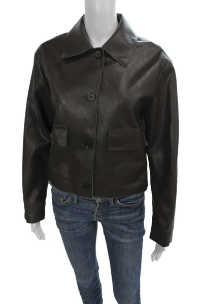 MNG Women Bomber Jacket Black Polyester Button Collared Size S