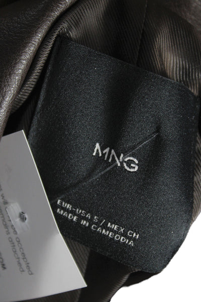 MNG Women Bomber Jacket Black Polyester Button Collared Size S