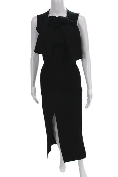 A.W.A.K.E. MODE Women Bodycon Black Sleeveless Mid Calf High Neck Dress Size XS