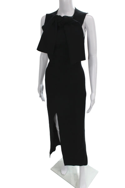 A.W.A.K.E. MODE Women Bodycon Black Sleeveless Mid Calf High Neck Dress Size XS