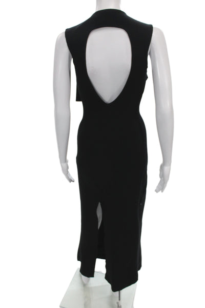 A.W.A.K.E. MODE Women Bodycon Black Sleeveless Mid Calf High Neck Dress Size XS