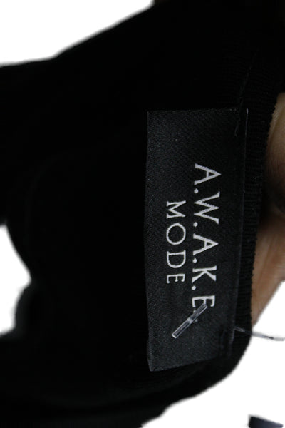 A.W.A.K.E. MODE Women Bodycon Black Sleeveless Mid Calf High Neck Dress Size XS