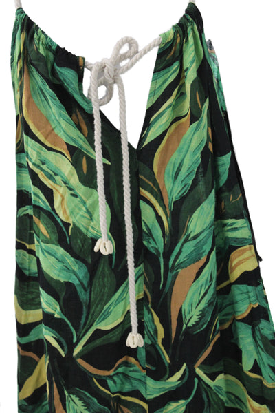 Rachel Zoe Women Maxi Floral Linen Boat Neck Sleeveless Dress Multicolor Size M