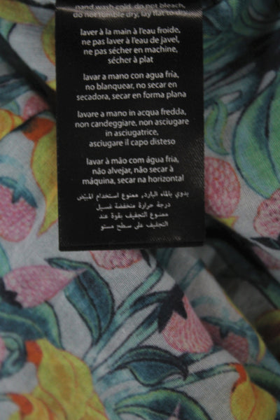 ONIA Womens Maxi Tropical Floral Collared Button Short Sleeve Dress Size S