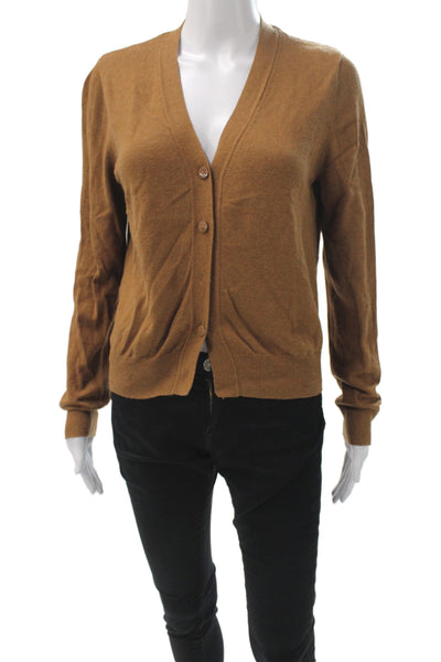 MNG Womens Cardigan Brown V Neck Cotton Blend Long Sleeve Size S