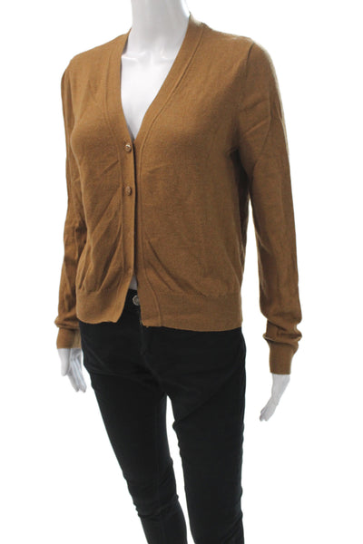 MNG Womens Cardigan Brown V Neck Cotton Blend Long Sleeve Size S